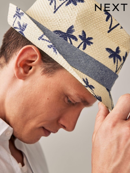Navy Blue Palm Tree Trilby Hat (210682) | €8