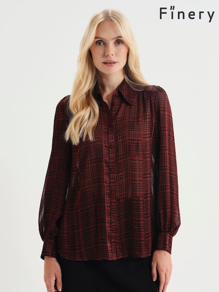 Rot - Finery Melina Durchgeknöpfte Satin-Chiffon-Bluse
