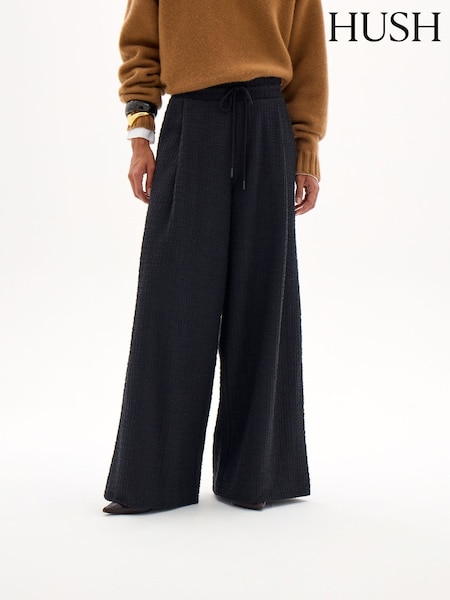 Black - Hush Taylor Textured Check Trousers