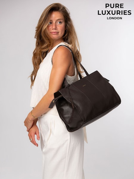Brown - Pure Luxuries London 'elinor' Leather Tote Bag