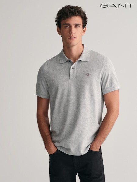 GANT Grey Regular 100% Cotton Shield Polo Shirt (210998) | 396 QAR