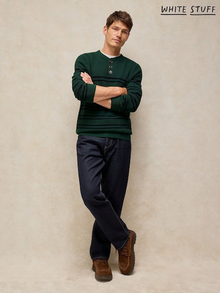 Green - Regular White Stuff Attadale Stripe Henley Jumper