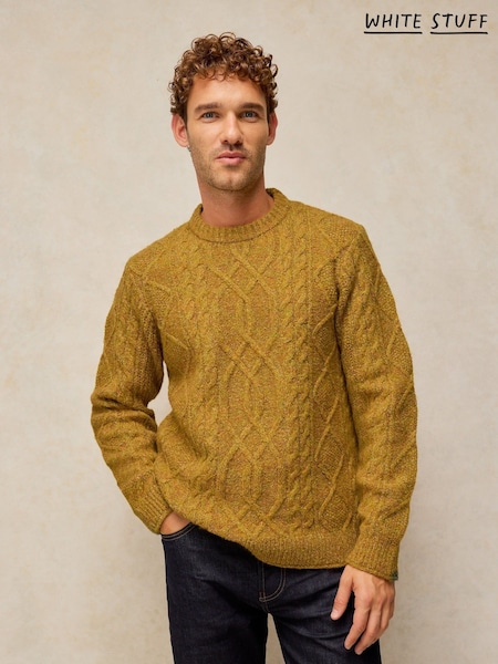 Žlutá - Regular White Stuff Ashford Textured Cable Jumper