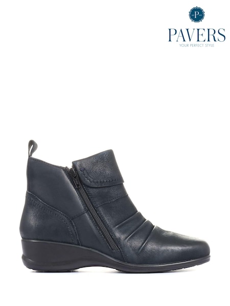 Pavers Ladies Dual Zip Leather Ankle Boots (211152) | 196 LEI