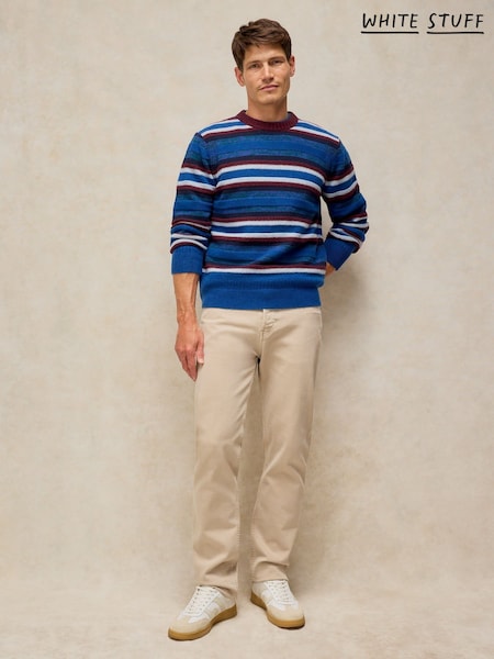 Blue - Regular White Stuff Milton Stripe Crew Neck Jumper