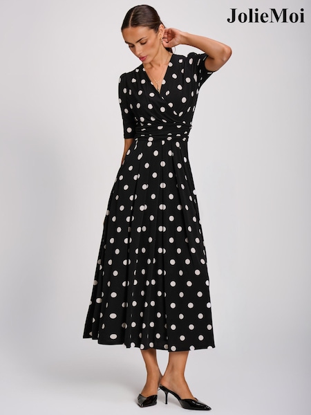 Black - Jolie Moi Printed Jersey Maxi Dress