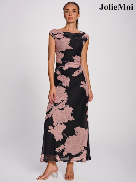 Pink - Jolie Moi Multiway Neckline Mesh Maxi Dress