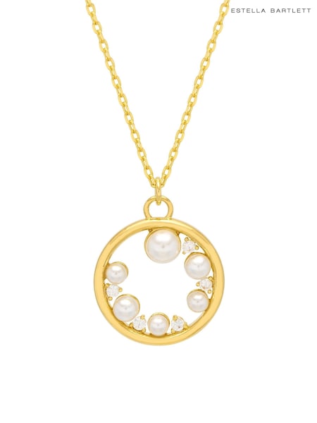 Estella Bartlett Gold Tone Circle Pearl Cubic Zirconia Necklace (211542) | €11