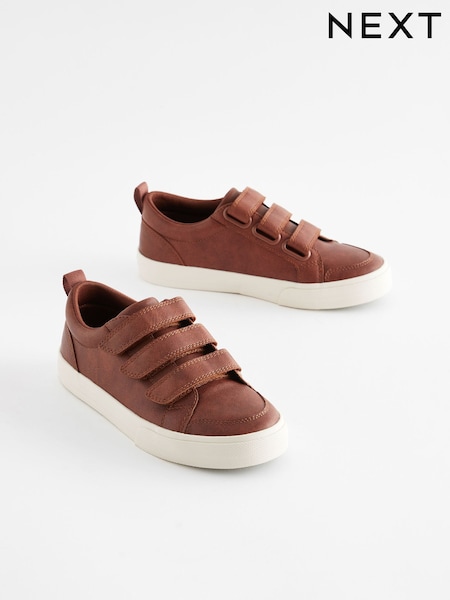 Tan Brown Wide Fit (G) 3 Strap Touch Fastening Trainers (211573) | €8 - €12