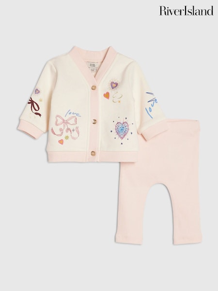 Cream - River Island Bow Embroidered Cardigan