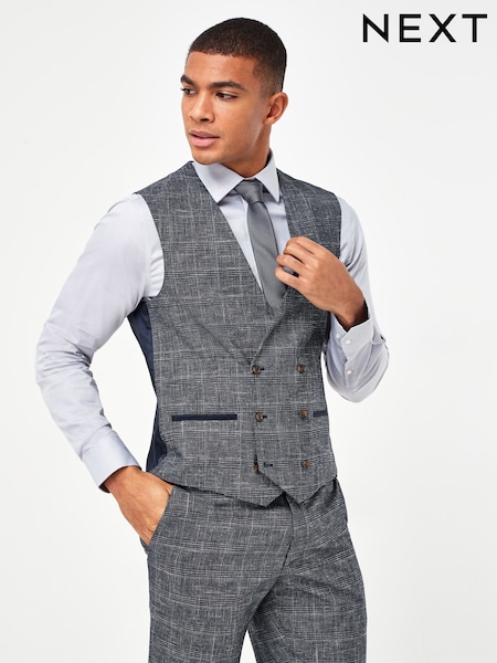 Темно-синий - Check Suit: Waistcoat (211839) | €16
