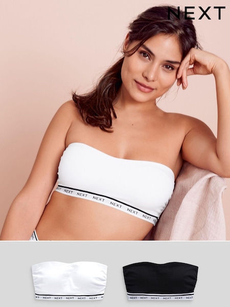 črna/bela - Cotton Rich Bandeau Bras 2 Pack (212277) | € 9