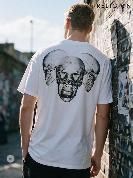 Белый - Regular Religion Xray Skull T-shirt