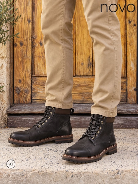 Black - Regular Novo Norris Lace Up Casual Boots
