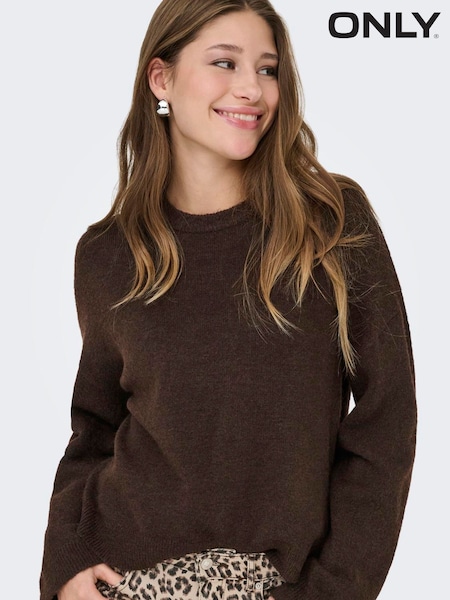 Brun - Only Long Sleeve Round Neck Knitted Jumper