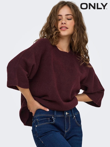 Burgundy Red - Only 3/4 Sleeve Jumper