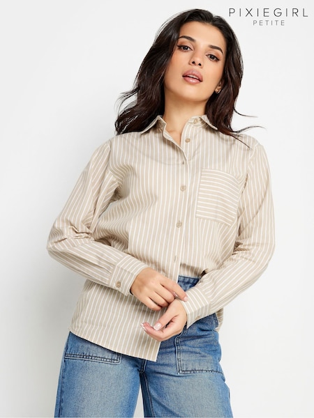 PixieGirl Petite Stripe Oversized Shirt (213112) | 103 LEI