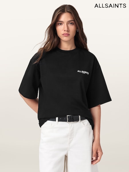 שחור - Allsaints חולצת טי, דגם Guardian Amelie