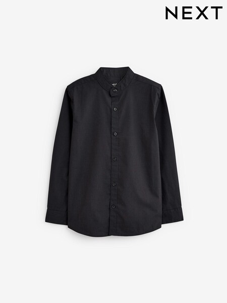 Black Easy Care Grandad Collar Shirt (3-16yrs) (213645) | €11 - €16