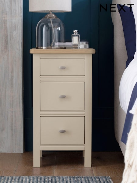 Stone Hampton Country Collection Luxe Painted Oak 3 Drawer Slim Bedside Table (213882) | €400
