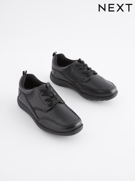 Black Wide Fit (G) School Leather Lace-Up Shoes (213890) | €40 - €55