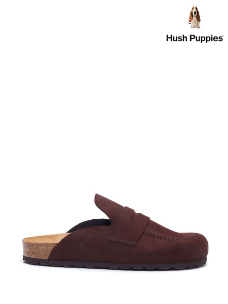 Brown - Hush Puppies Briar Closed Toe Backless Loafers