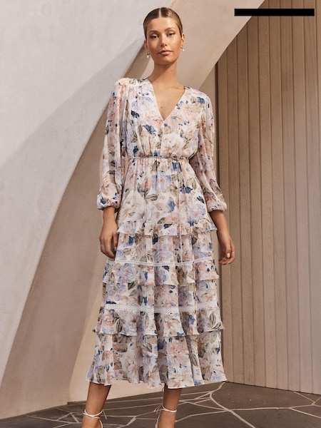 Forever New Light Pink Locky Trim Insert Midi Dress (214063) | €88