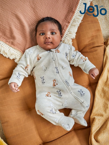 Jojo Maman Bébé Print Zip Cotton Baby Sleepsuit (214395) | €32