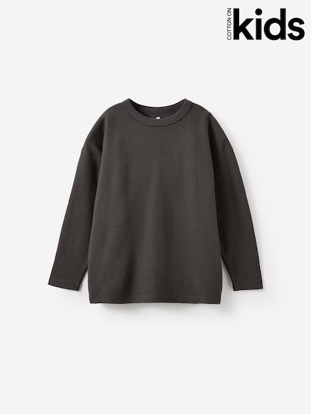 שחור - Cotton On Waffle Long Sleeve T-shirt