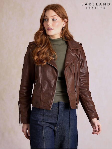 Brown - Lakeland Leather Wynlass Biker Jacket