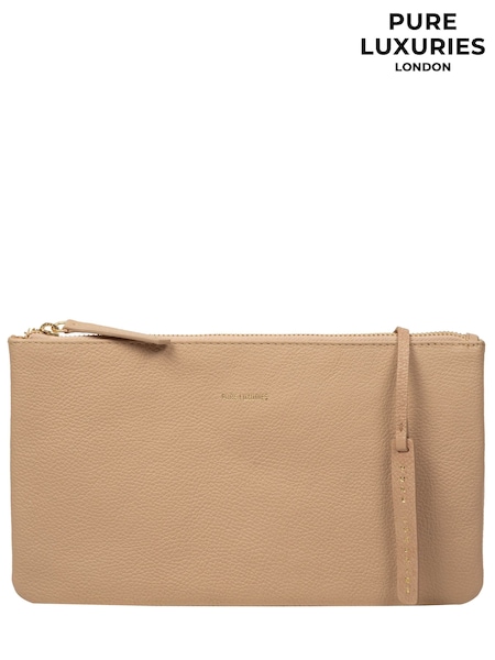 Natural - Pure Luxuries London Emalia Leather Clutch Bag