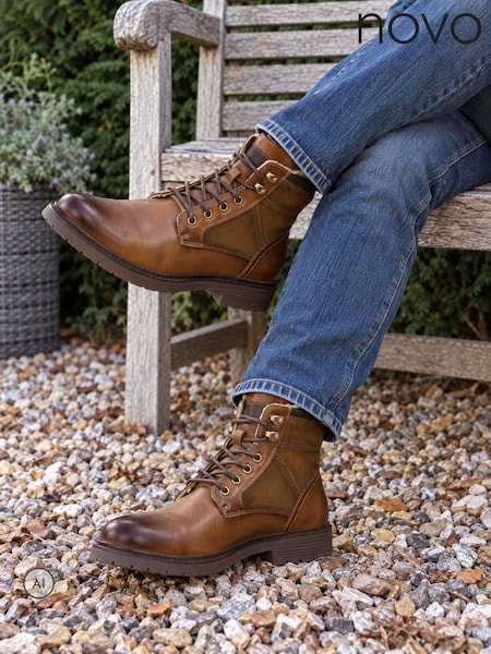 Brown - Regular Novo Nelli Lace Up Casual Boots