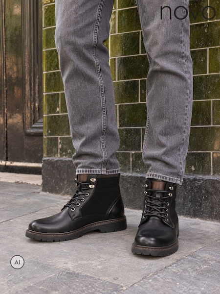 Svart - Regular Novo Nelli Lace Up Casual Boots