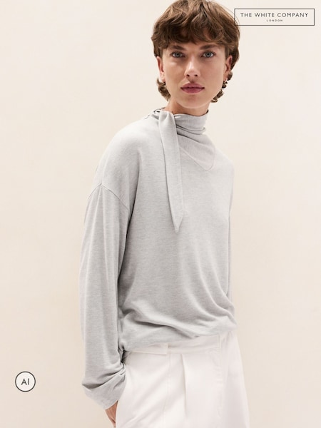 Grey - The White Company Wool Blend Cowl Scarf Top