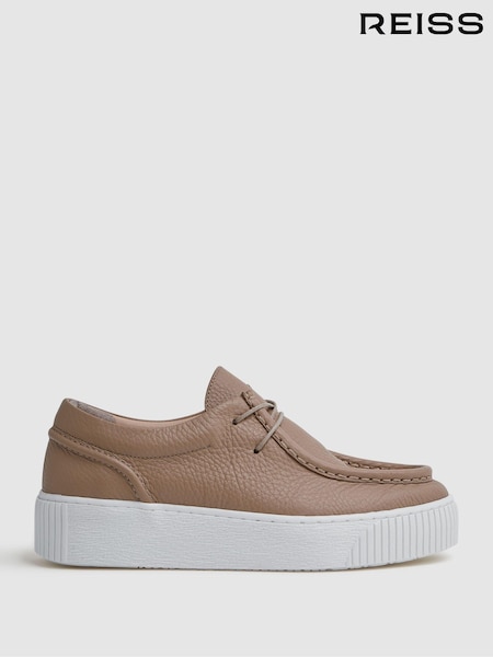 Reiss Taupe Avery Leather Moccasin Trainers (215417) | €229