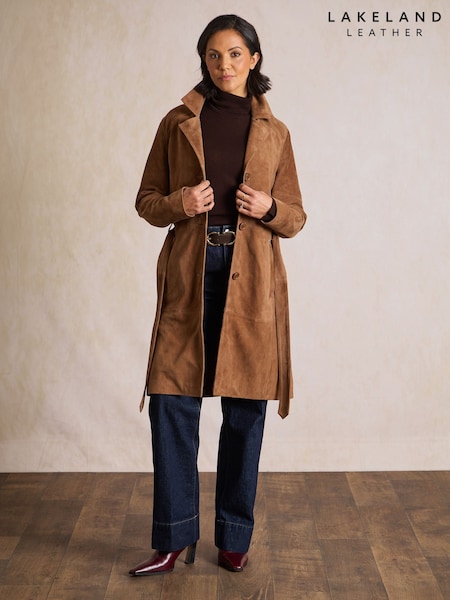 Ruskea - Lakeland Leather Staveley -mokkanahkainen trenssitakki