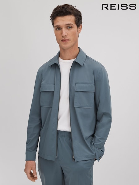 Reiss Steel Blue Hylo Technical Zip-Through Jacket (215532) | €200