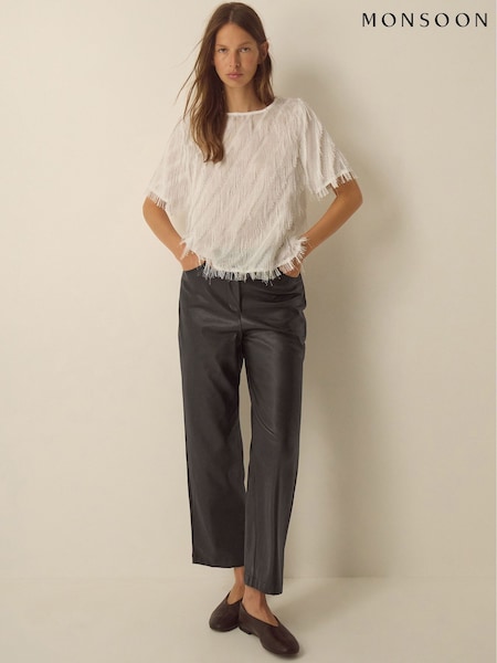 Black - Monsoon Libby Faux Leather Straight Leg Trousers
