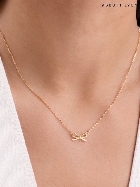 ذهبي - Abbott Lyon Bow 18ct Gold Plated Sterling Silver Necklace