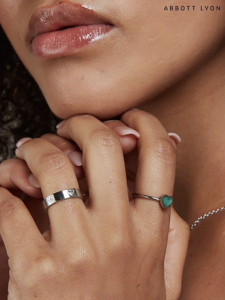 فضي - Abbott Lyon Crystal Heart 18ct Plated Ring