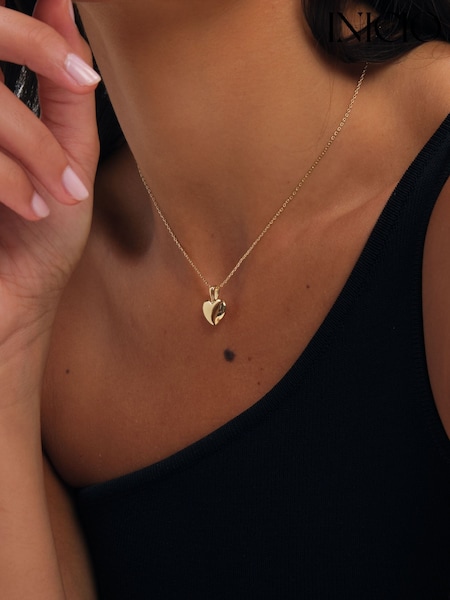 Алтын реңк - Inicio Gold Polished Puff Heart Pendant