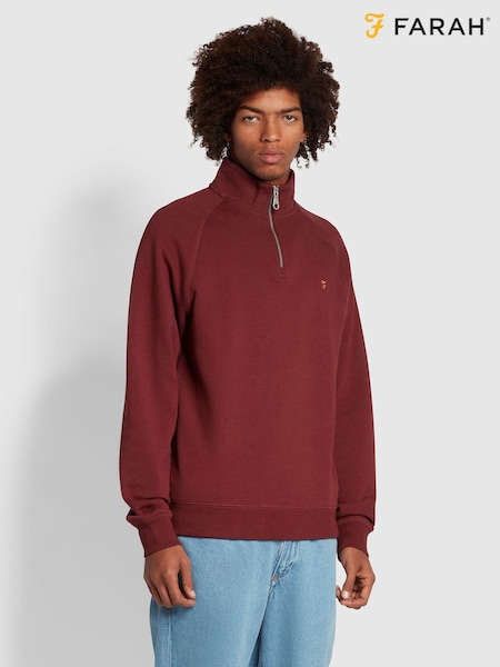 Punainen - Farah Jim Quarter Zip Sweatshirt (216035) | €95