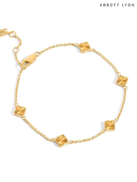 镀金 - Abbott Lyon Mini Fluted Multi Clover 18ct Sterling Silver Bracelet