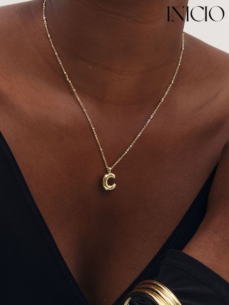 Zlatno - Inicio Gold Bubble Initial Necklace