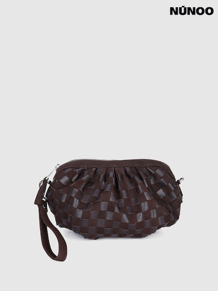 بني - Núnoo Myra Braided Nubuck Bag