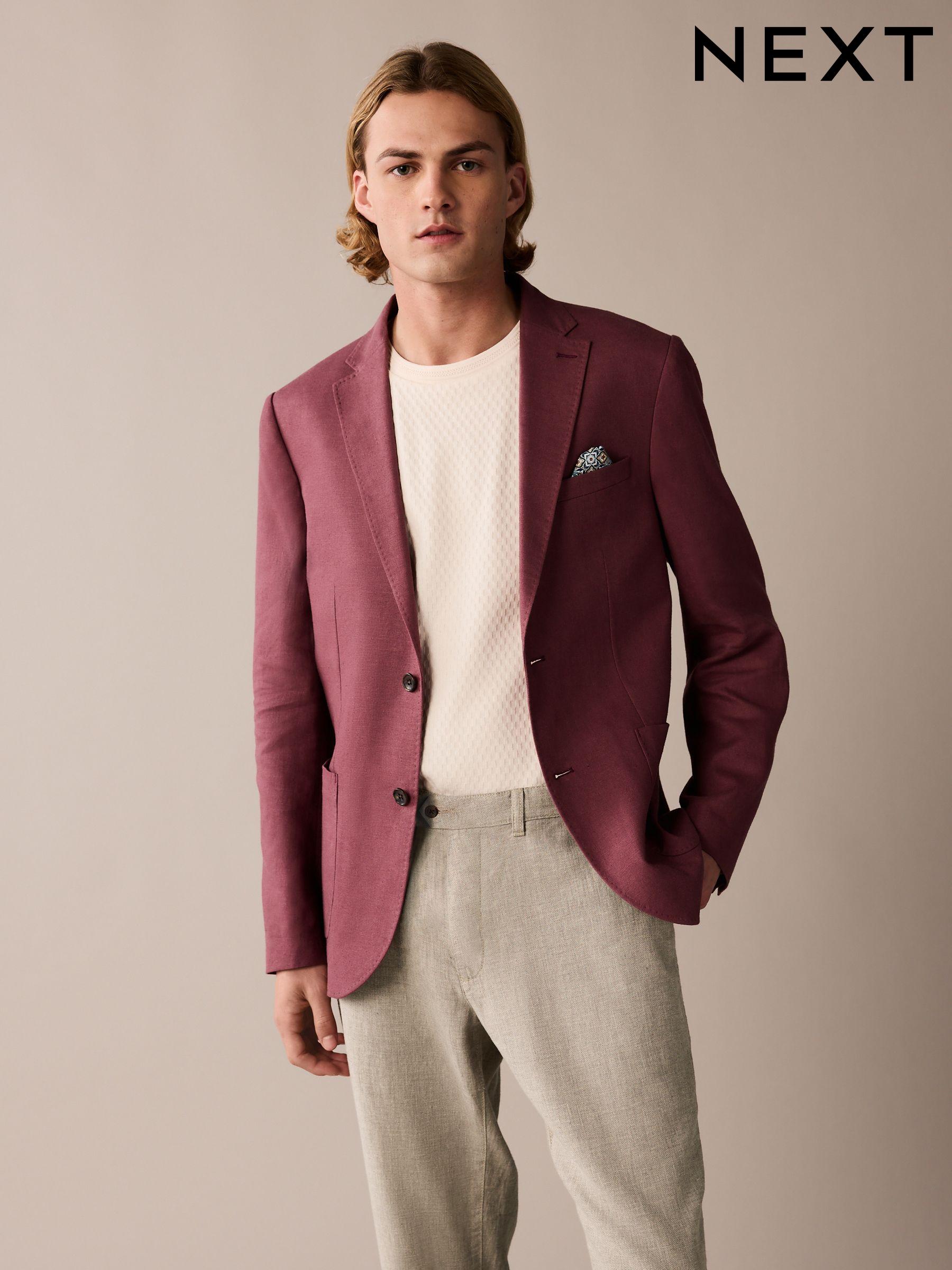 Pink linen blazer mens hot sale