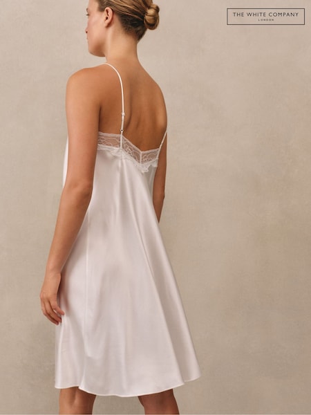 White - The White Company Silk Lace Square Neck Cami Nightdress
