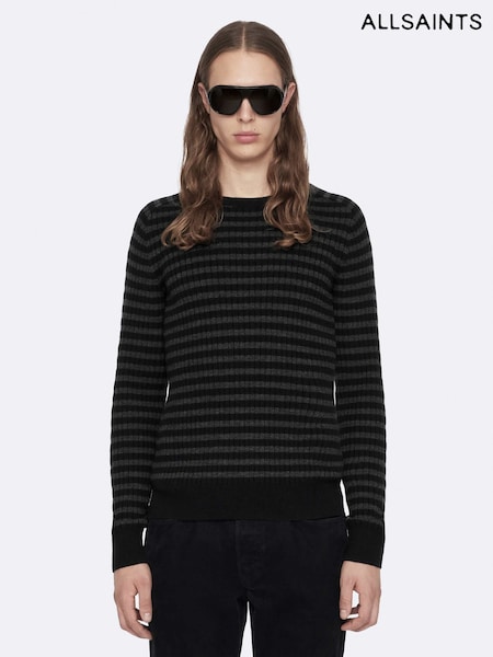أسود - Regular Allsaints Arlo Crew Neck Jumper