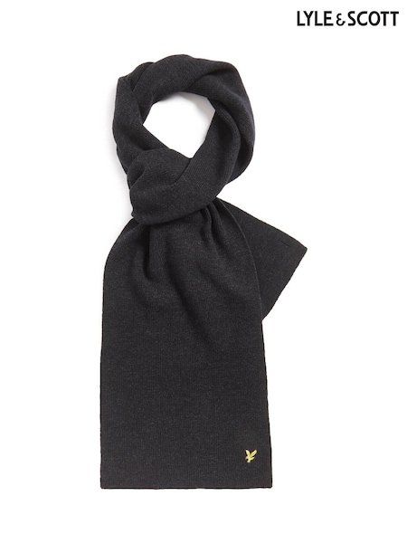 Black - Regular Lyle & Scott Lambswool Ribbed Scarf