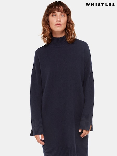 Whistles Blue Amelia Wool Knitted Jumper Dress (217098) | € 108